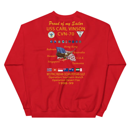 USS Carl Vinson (CVN-70) 1998-99 Cruise Sweatshirt - Family