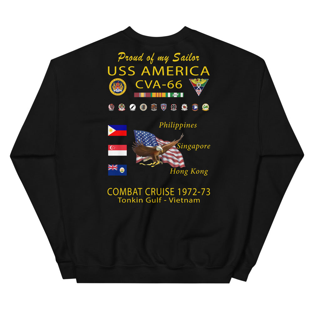 USS America (CVA-66) 1972-73 Cruise Sweatshirt - FAMILY
