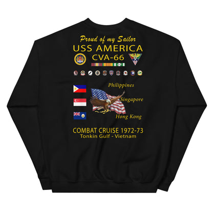 USS America (CVA-66) 1972-73 Cruise Sweatshirt - FAMILY