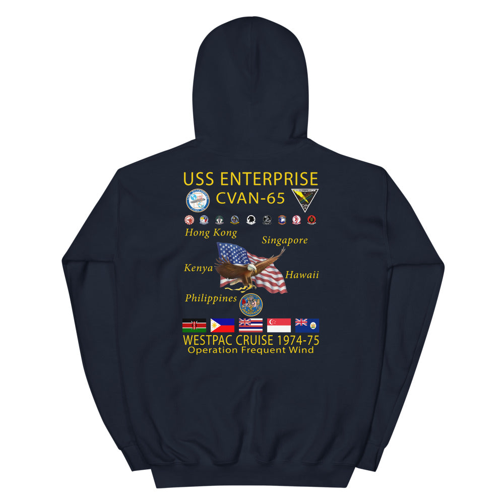 USS Enterprise (CVAN-65) 1974-75 Cruise Hoodie