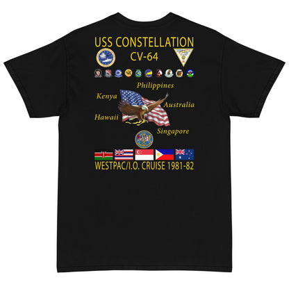 USS Constellation (CV-66) 1981-82 Cruise Shirt - 4XL-5XL SIZES ONLY