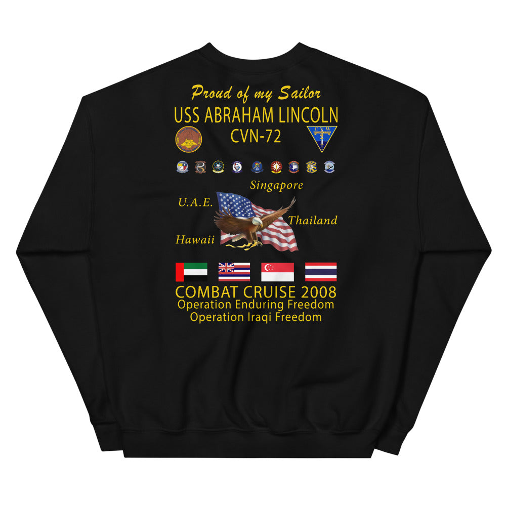 USS Abraham Lincoln (CVN-72) 2008 Cruise Sweatshirt - Family