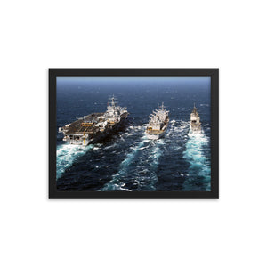 USS Detroit (AOE-4) Framed Ship Photo - w/ USS Enterprise (CVN-75) & USS Getttysburg (CG-64)