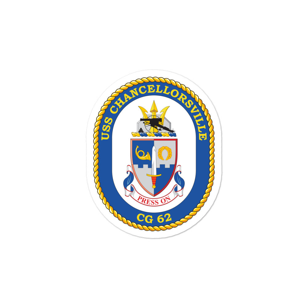 USS Chancellorsville (CG-62) Ship's Crest Vinyl Sticker