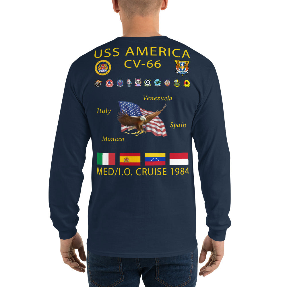 USS America (CV-66) 1984 Long Sleeve  Cruise Shirt