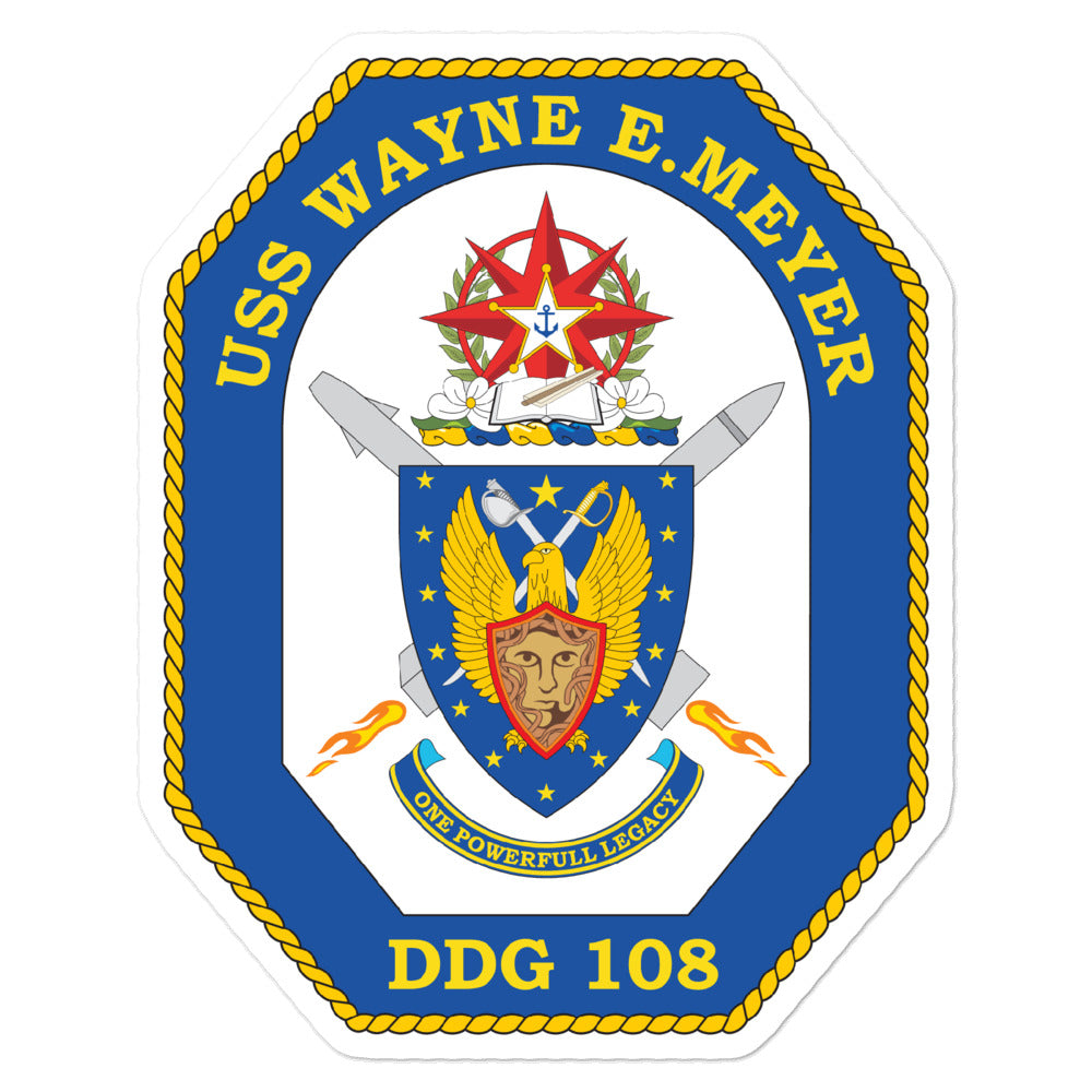 USS Wayne E. Meyer (DDG-108) Ship's Crest Vinyl Sticker