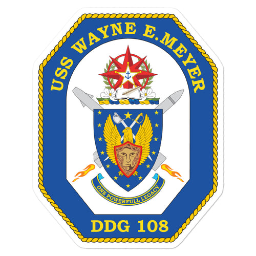 USS Wayne E. Meyer (DDG-108) Ship's Crest Vinyl Sticker
