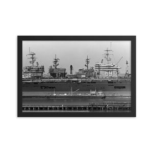 Aircraft Carriers 66-69 Lined Up in Norfolk