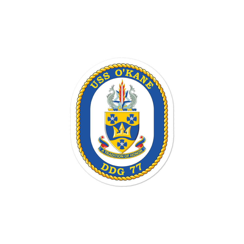 USS O'Kane (DDG-77) Ship's Crest Vinyl Sticker