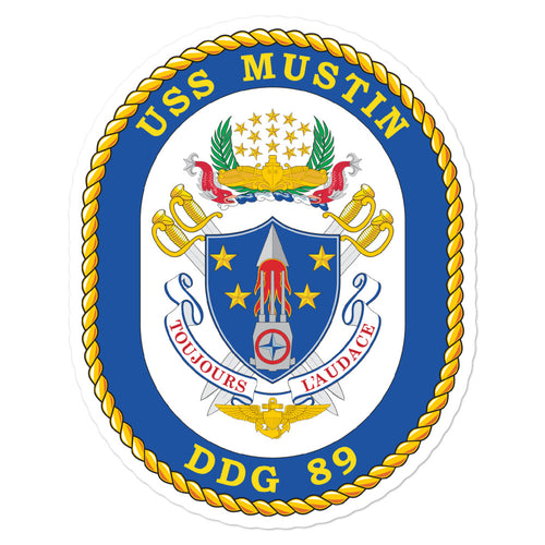 USS Mustin (DDG-89) Ship's Crest Vinyl Sticker