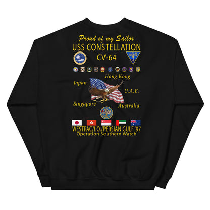USS Constellation (CV-64) 1997 Cruise Sweatshirt - FAMILY