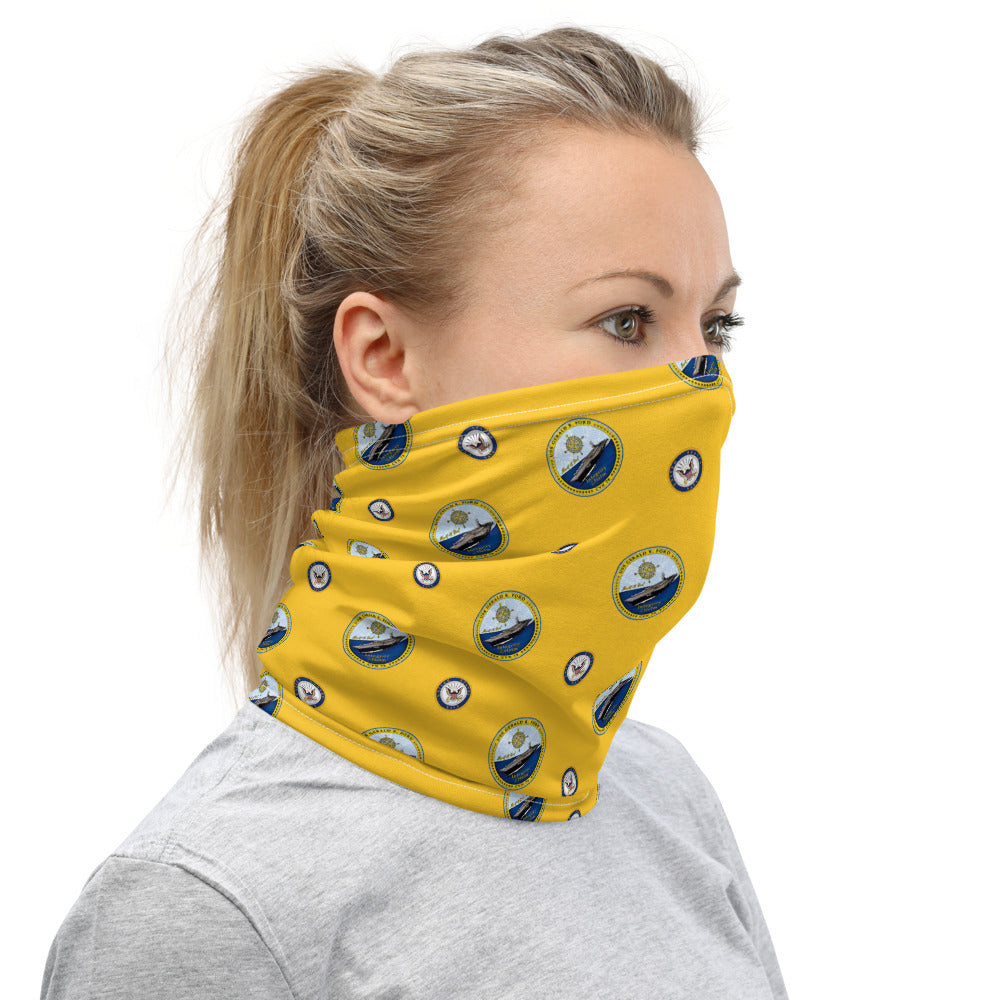 USS Gerald R. Ford (CVN-78) Crest w/ Navy Emblem Neck Gaiter - Gold