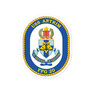 USS Antrim (FFG-20) Ship's Crest Vinyl Sticker