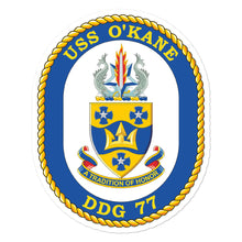 Load image into Gallery viewer, USS O&#39;Kane (DDG-77) Ship&#39;s Crest Vinyl Sticker