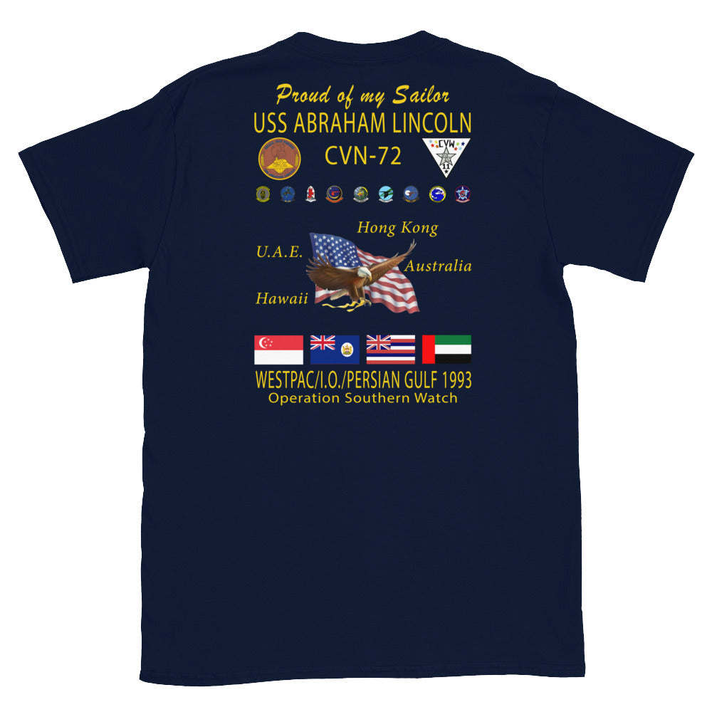 USS Abraham Lincoln (CVN-72) 1993 Cruise Shirt - FAMILY