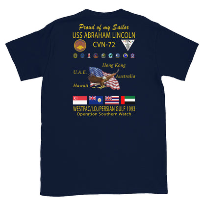 USS Abraham Lincoln (CVN-72) 1993 Cruise Shirt - FAMILY