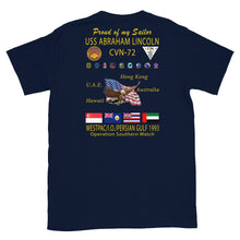 Load image into Gallery viewer, USS Abraham Lincoln (CVN-72) 1993 Cruise Shirt - FAMILY