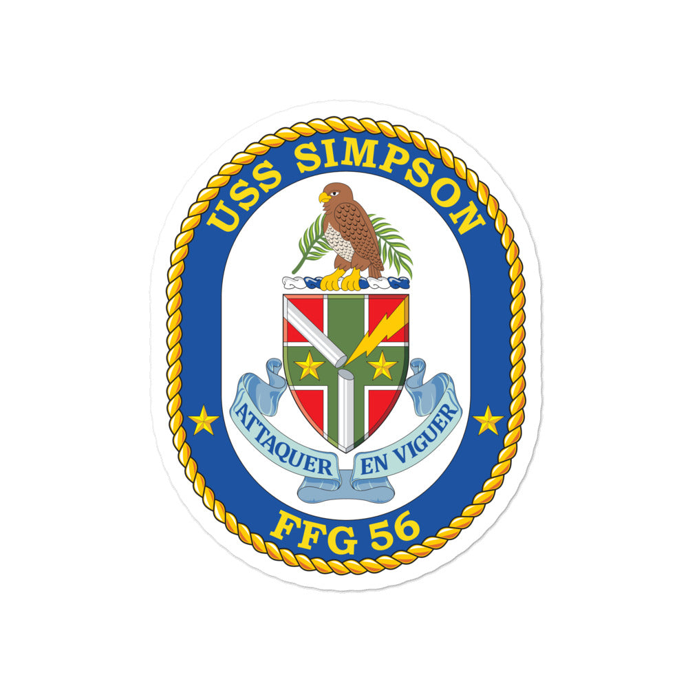 USS Simpson (FFG-56) Ship's Crest Vinyl Sticker