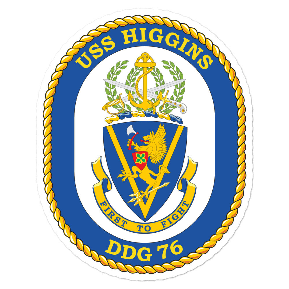 USS Higgins (DDG-76) Ship's Crest Vinyl Sticker