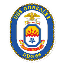 Load image into Gallery viewer, USS Gonzales (DDG-66) Ship&#39;s Crest Vinyl Sticker