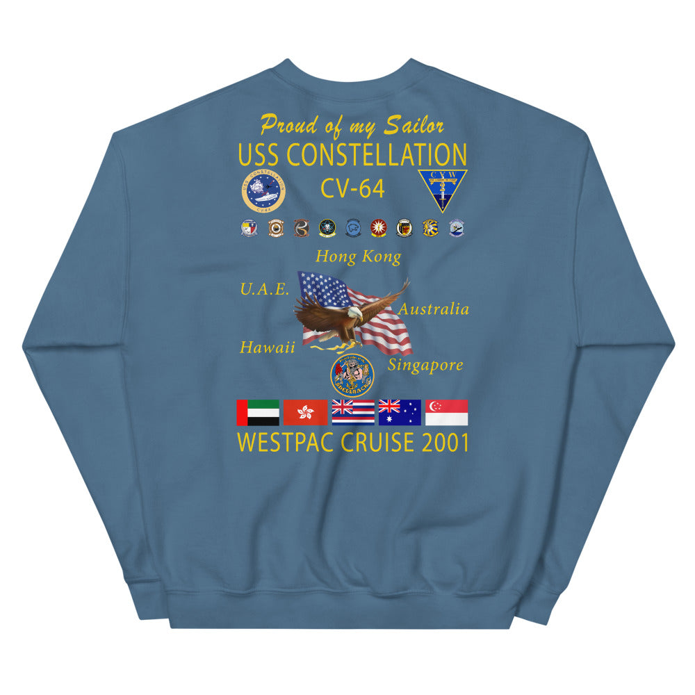 USS Constellation (CV-64) 2001 Cruise Sweatshirt - FAMILY