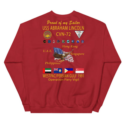 USS Abraham Lincoln (CVN-72) 1991 Cruise Sweatshirt - FAMILY