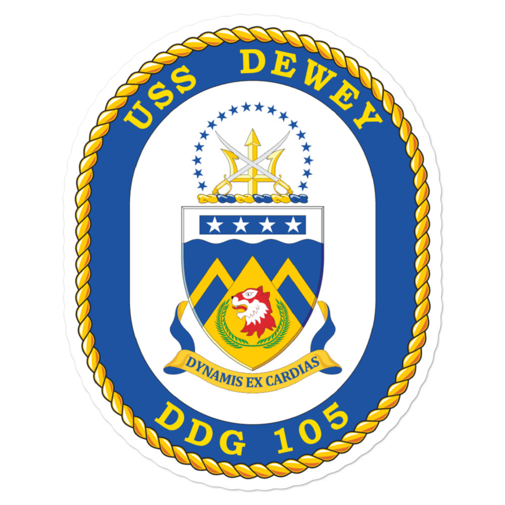 USS Dewey (DDG-105) Ship's Crest Vinyl Sticker