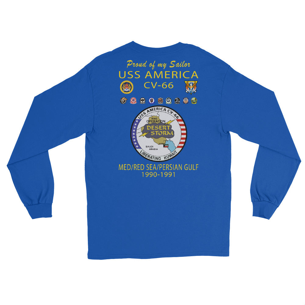 USS America (CV-66) 1990-91 Long Sleeve Cruise Shirt ver 2 - FAMILY