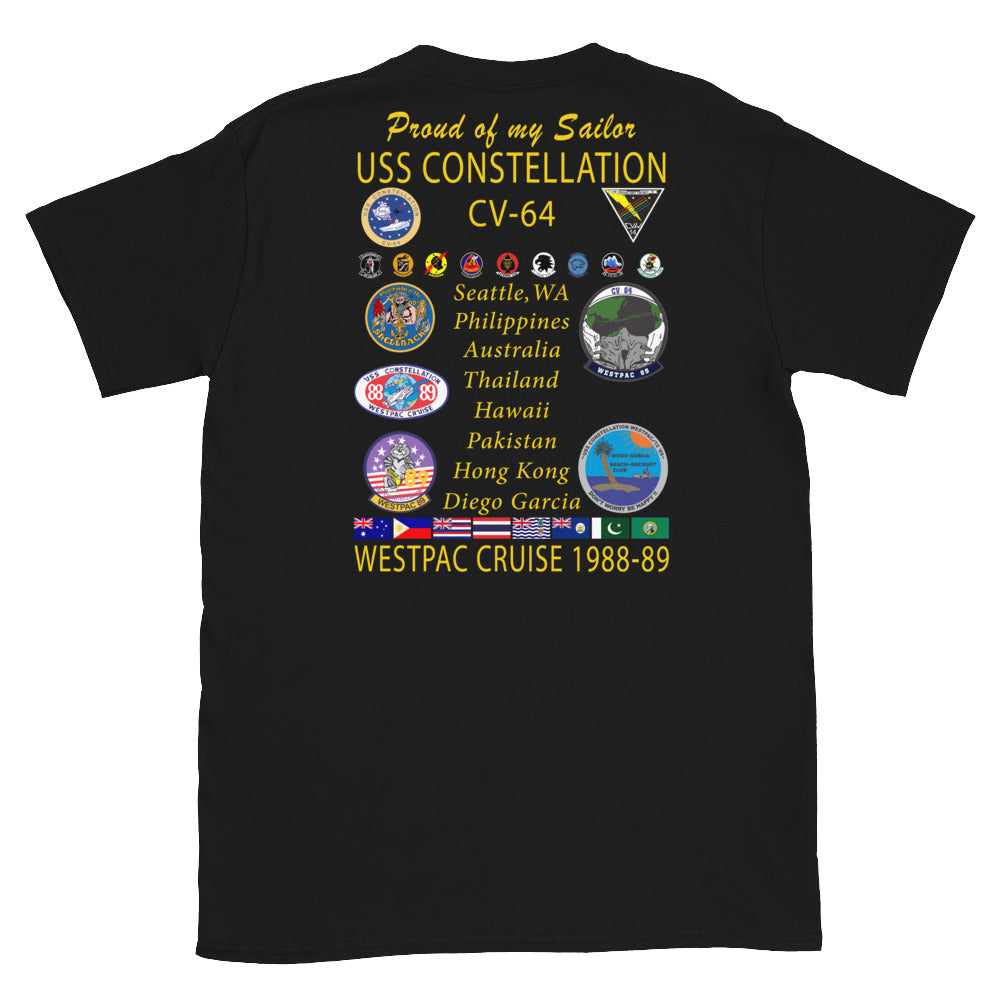 USS Constellation (CV-64) 1988-89 "Patched Out" Cruise Shirt - FAMILY