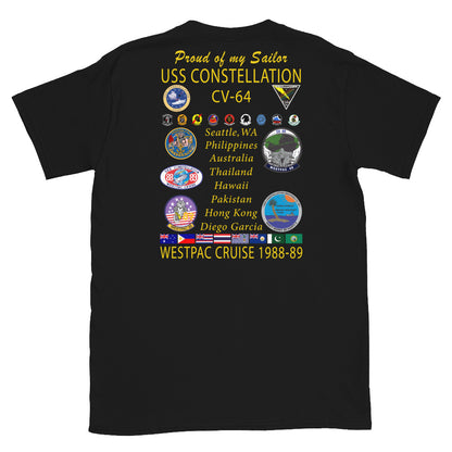 USS Constellation (CV-64) 1988-89 "Patched Out" Cruise Shirt - FAMILY