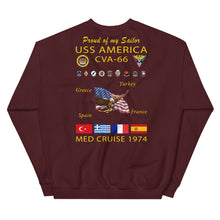 Load image into Gallery viewer, USS America (CVA-66) 1974 Cruise Sweatshirt - FAMILY