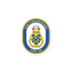 USS Underwood (FFG-36) Ship's Crest Vinyl Sticker
