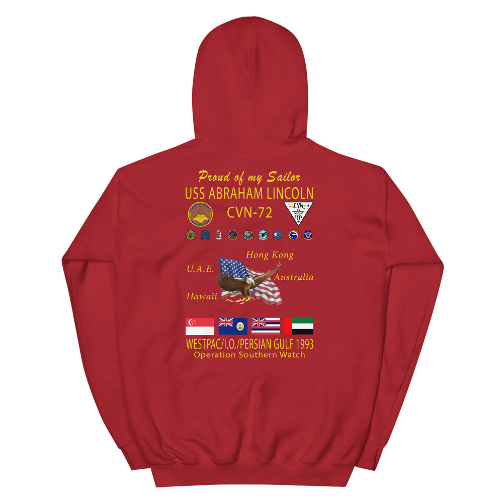 USS Abraham Lincoln (CVN-72) 1993 Cruise Hoodie - FAMILY