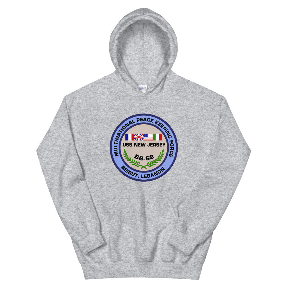 USS New Jersey (BB-62) Multi-National Peacekeeping Force Beirut Hoodie