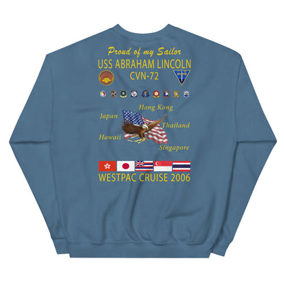 USS Abraham Lincoln (CVN-72) 2006 Cruise Sweatshirt - Family