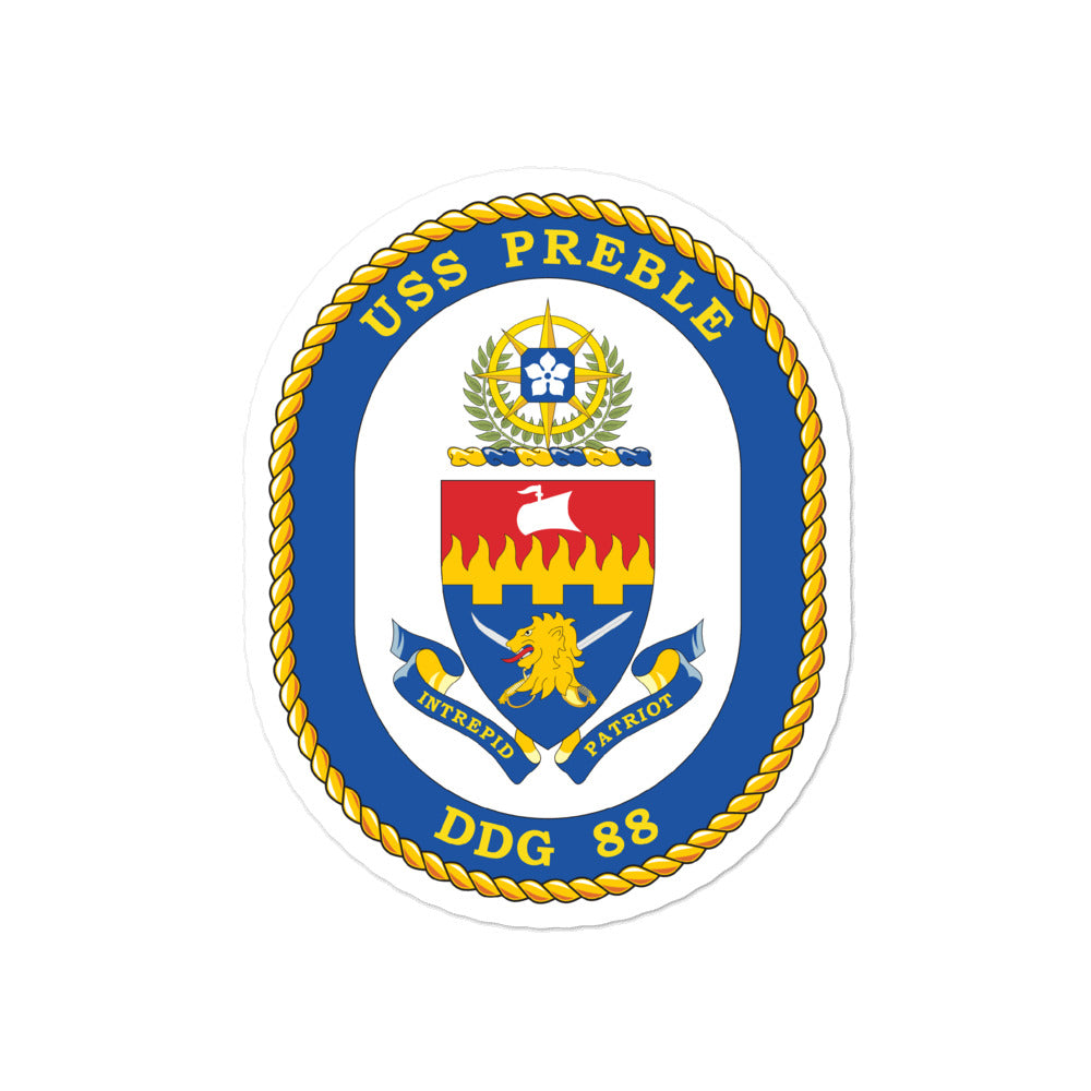 USS Preble (DDG-88) Ship's Crest Vinyl Sticker