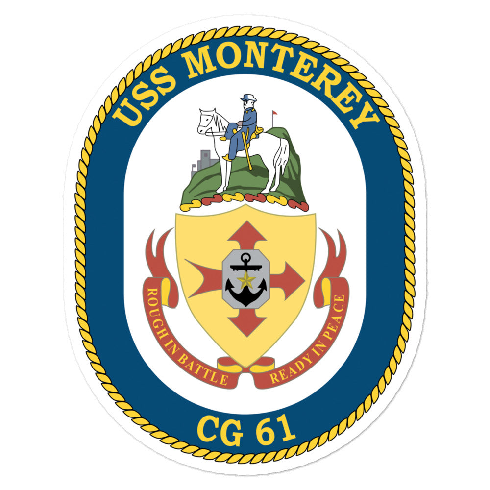 USS Monterey (CG-61) Ship's Crest Vinyl Sticker