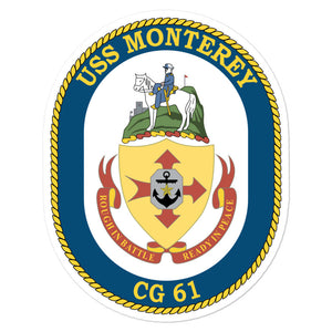 USS Monterey (CG-61) Ship's Crest Vinyl Sticker