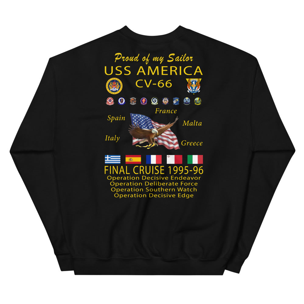 USS America (CV-66) 1995-96 Cruise Sweatshirt - FAMILY
