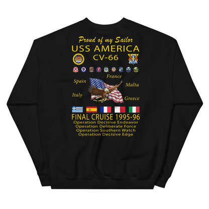 USS America (CV-66) 1995-96 Cruise Sweatshirt - FAMILY