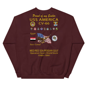 USS America (CV-66) 1990-91 Cruise Sweatshirt ver 1 - FAMILY