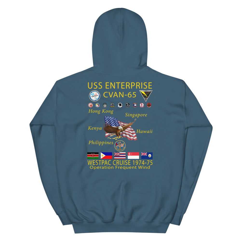 USS Enterprise (CVAN-65) 1974-75 Cruise Hoodie