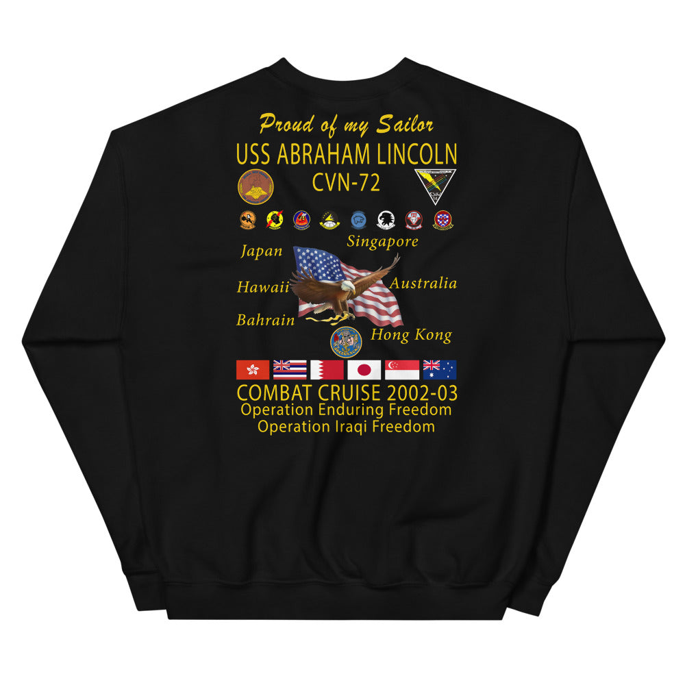USS Abraham Lincoln (CVN-72) 2002-03 Cruise Sweatshirt - Family