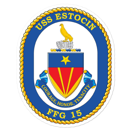 USS Estocin (FFG-15) Ship's Crest Vinyl Sticker