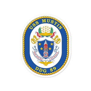 USS Mustin (DDG-89) Ship's Crest Vinyl Sticker