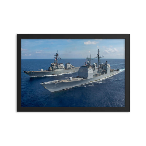 USS Bunker Hill (CG-52) Framed Ship Photo - CG-52 with DDG-52