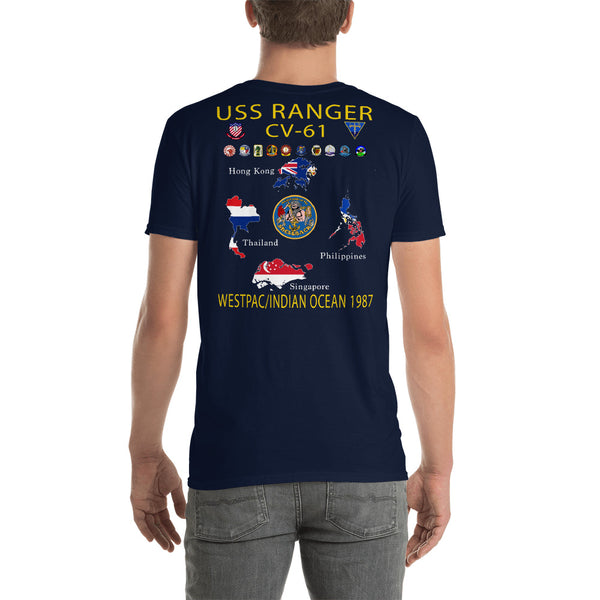 USS Ranger (CV-61) 1987 Cruise Shirt - Map
