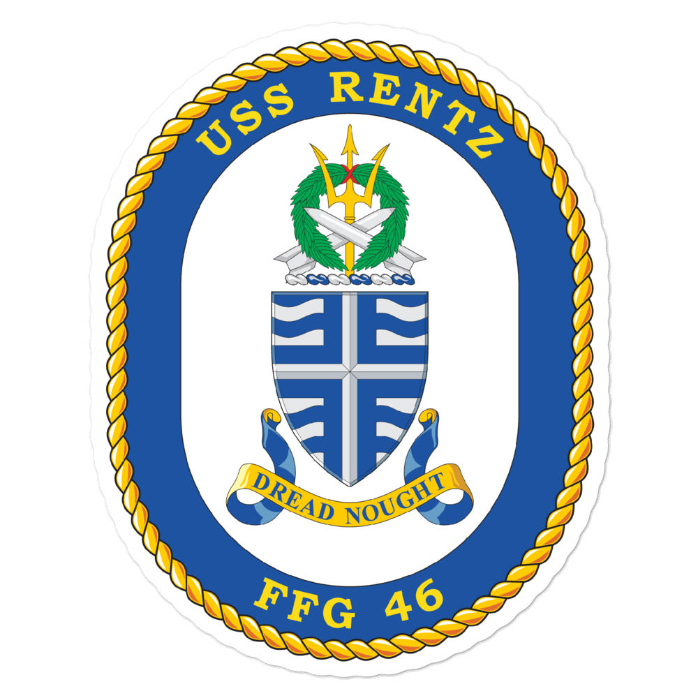 USS Rentz (FFG-46) Ship's Crest Vinyl Sticker
