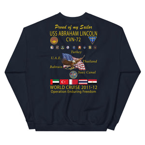 USS Abraham Lincoln (CVN-72) 2011-12 Cruise Sweatshirt - Family