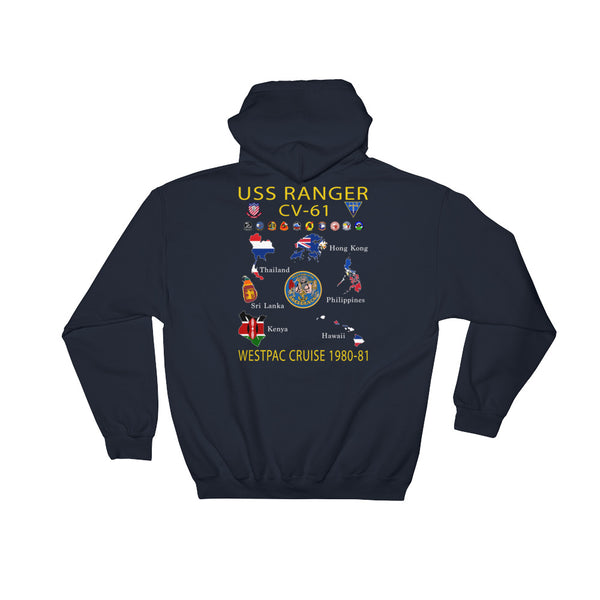 USS Ranger (CV-61) 1980-81 Cruise Hoodie - Map